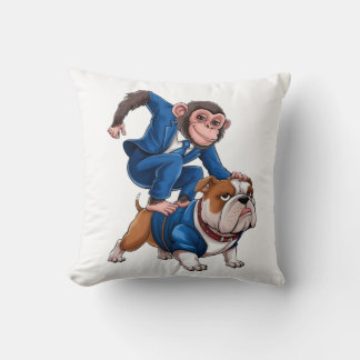 Dynamic Duo: The Monkey and the Bulldog in Style Cushion
