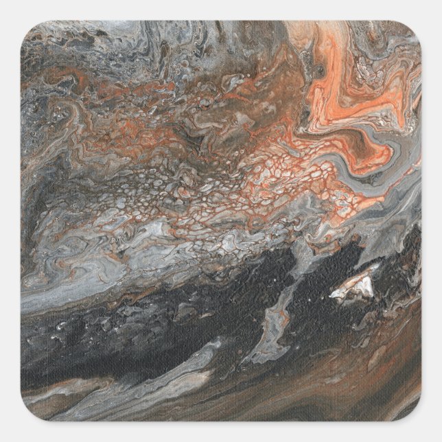 Dynamic Earth Tones and Swirls Square Sticker (Front)