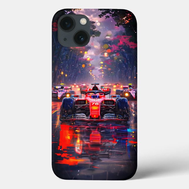 "Dynamic F1 Race Car Rainy City Case-Mate iPhone Case (Back)
