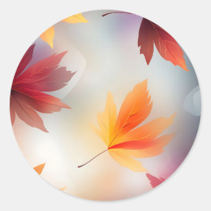 Dynamic Fall Leaves Classic Round Sticker