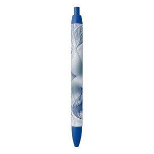 Dynamic Fantasy Abstract Blue Tones Fractal Art Black Ink Pen