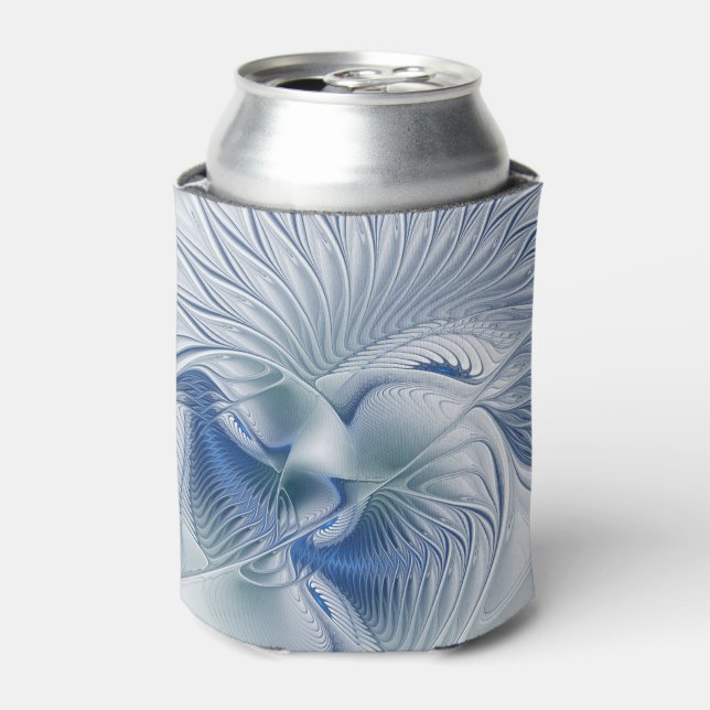 Dynamic Fantasy Abstract Blue Tones Fractal Art Can Cooler (Can Front)