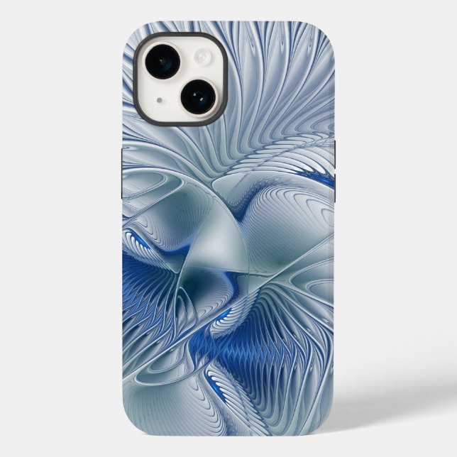 Dynamic Fantasy Abstract Blue Tones Fractal Art Case-Mate iPhone Case (Back)