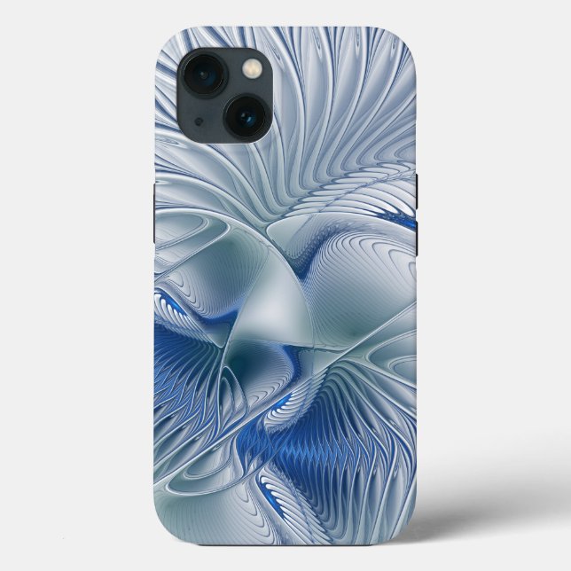 Dynamic Fantasy Abstract Blue Tones Fractal Art Case-Mate iPhone Case (Back)