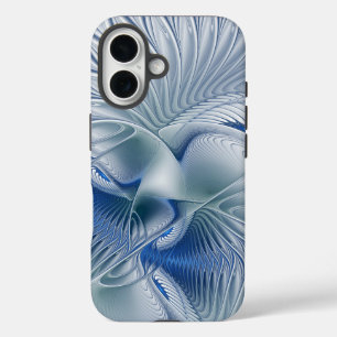 Dynamic Fantasy Abstract Blue Tones Fractal Art iPhone 16 Case