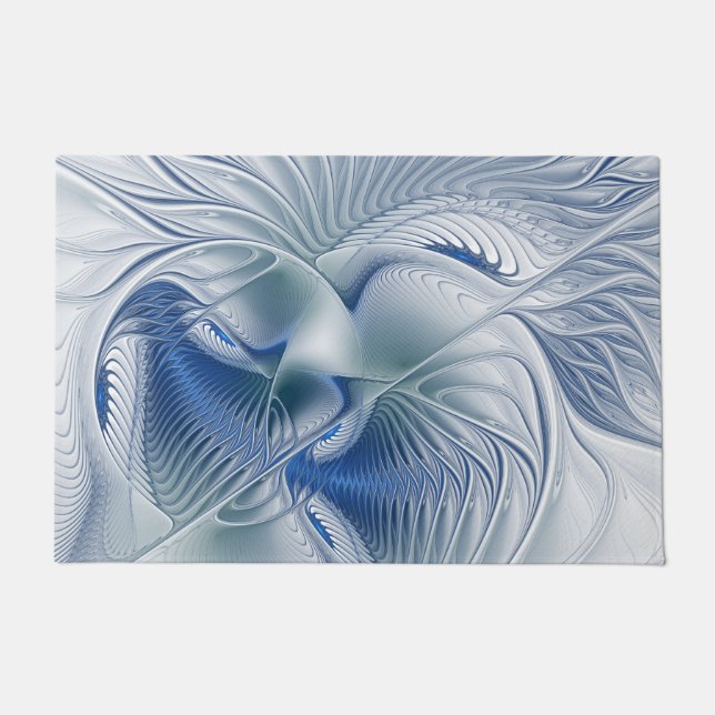 Dynamic Fantasy Abstract Blue Tones Fractal Art Doormat (Front)