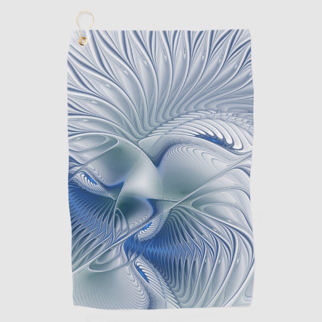 Dynamic Fantasy Abstract Blue Tones Fractal Art Golf Towel (Front)