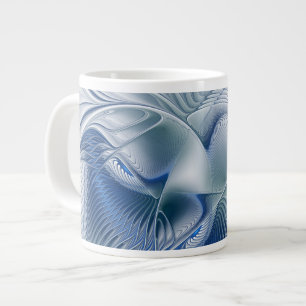 Dynamic Fantasy Abstract Blue Tones Fractal Art Large Coffee Mug