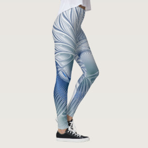 Dynamic Fantasy Abstract Blue Tones Fractal Art Leggings