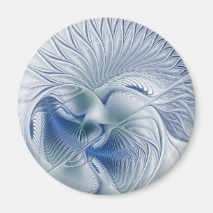 Dynamic Fantasy Abstract Blue Tones Fractal Art Magnet