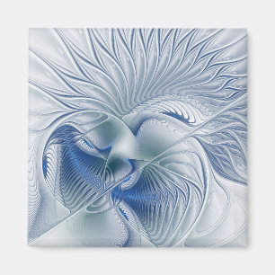 Dynamic Fantasy Abstract Blue Tones Fractal Art Magnet