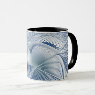 Dynamic Fantasy Abstract Blue Tones Fractal Art Mug