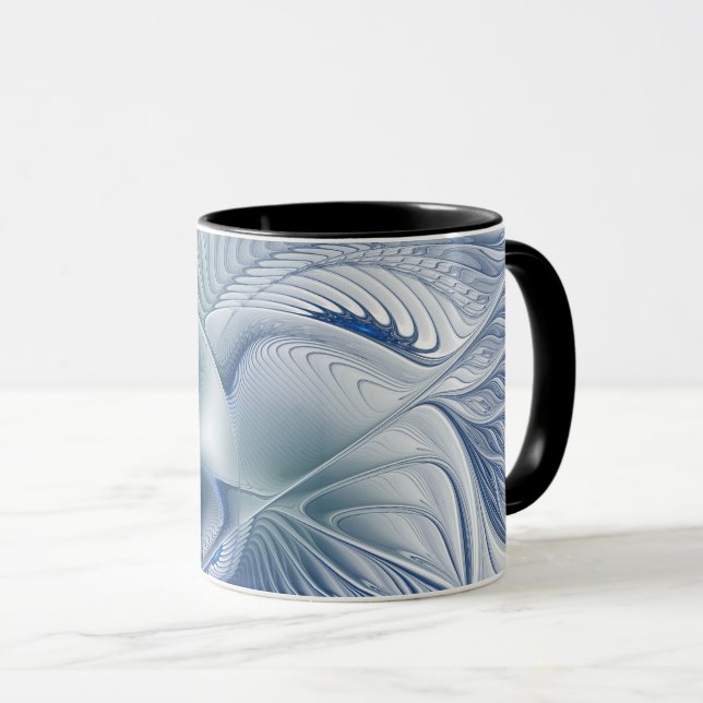 Dynamic Fantasy Abstract Blue Tones Fractal Art Mug (Front Right)