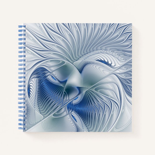 Dynamic Fantasy Abstract Blue Tones Fractal Art Notebook (Front)