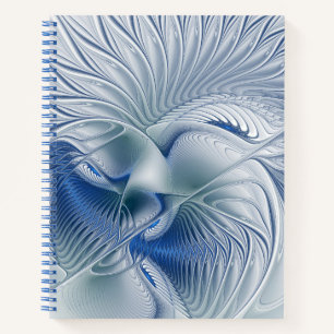 Dynamic Fantasy Abstract Blue Tones Fractal Art Notebook