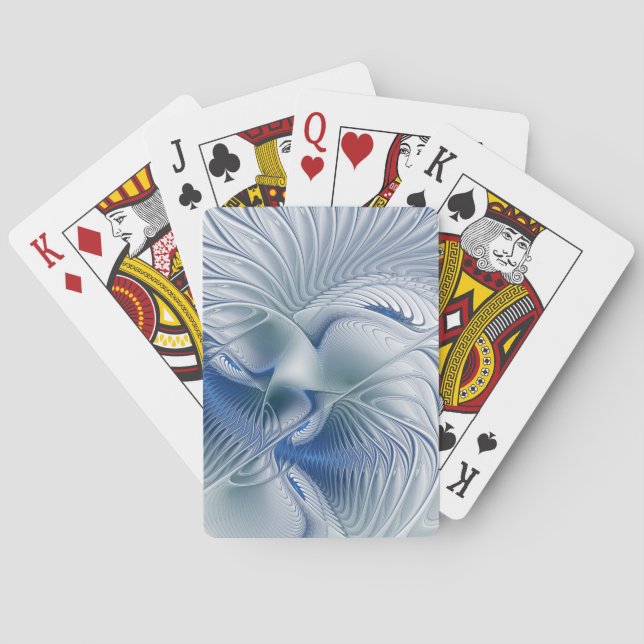 Dynamic Fantasy Abstract Blue Tones Fractal Art Playing Cards (Back)