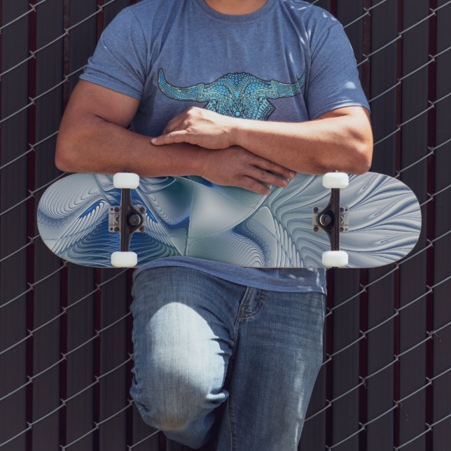 Dynamic Fantasy Abstract Blue Tones Fractal Art Skateboard (Outdoor 3)