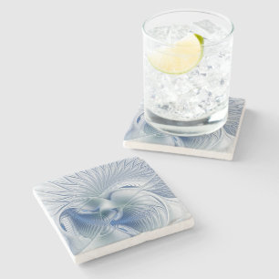 Dynamic Fantasy Abstract Blue Tones Fractal Art Stone Coaster