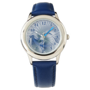 Dynamic Fantasy Abstract Blue Tones Fractal Art Watch
