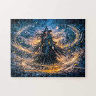 Dynamic Fantasy Witch with Magical Atmospheric Ene Jigsaw Puzzle