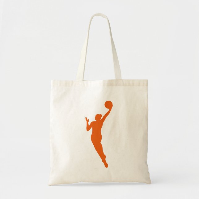 Dynamic Female Basketball Player Silhouette Design Tote Bag (Front)