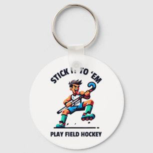 Dynamic Field Hockey Player Design - Unleash The G Key Ring