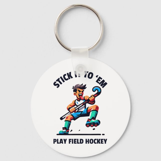 Dynamic Field Hockey Player Design - Unleash The G Key Ring (Front)