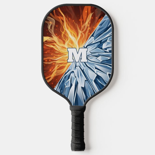 Dynamic Fire and Ice Elemental  Pickleball Paddle (Front)