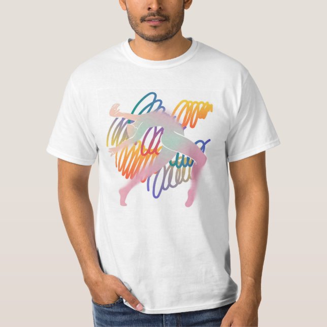  Dynamic Flow: Abstract Figure in Motion T-Shirt (Front)