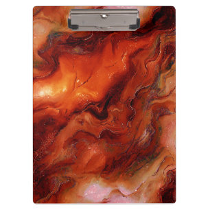 Dynamic Fluid Marble Pattern in Red and Orange Clipboard