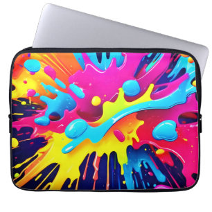 Dynamic Fluorescent Paint Streaks Laptop Sleeve
