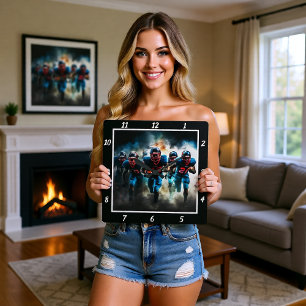 Dynamic Football Action Square Wall Clock