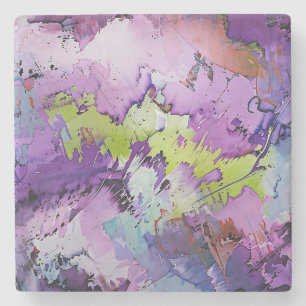 "Dynamic Fragments" Contemporary Abstract Art Stone Coaster