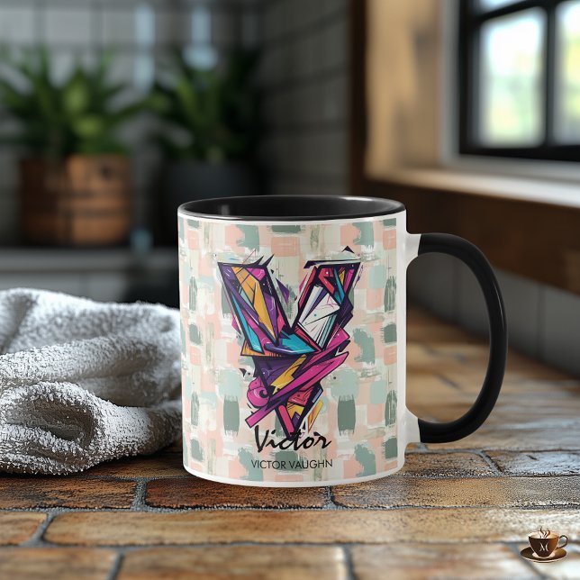 Dynamic Geometric Monogram Mug - V for Victor (Creator Uploaded)