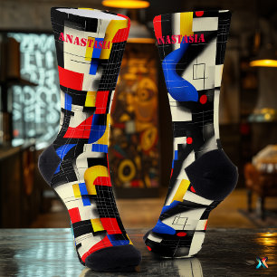 Dynamic Geometric Socks with Bold Colour Accents