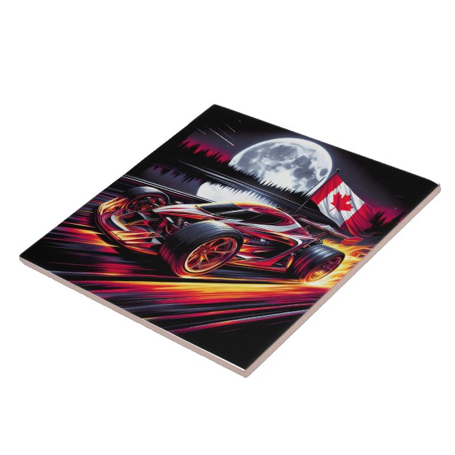 Dynamic go cart racing under a bright moon ceramic tile (Side)