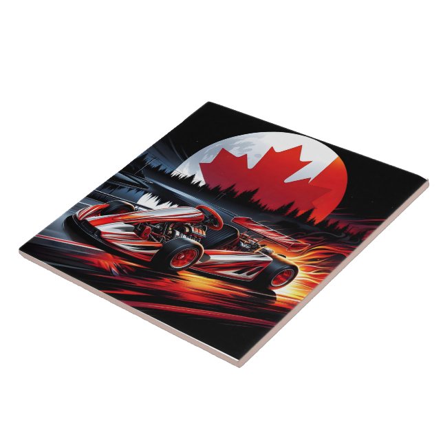 Dynamic go kart under a Canadian moonlight  Ceramic Tile (Side)