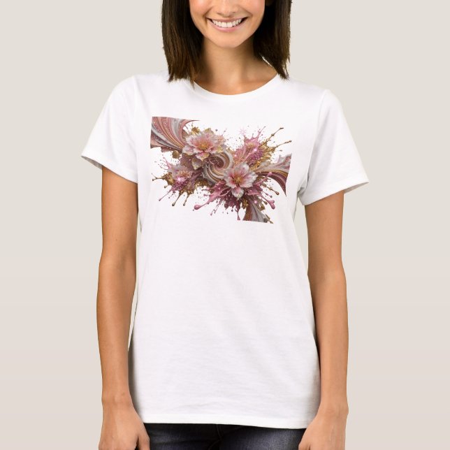 Dynamic Gold ABSTRACT ART Design T-Shirt (Front)