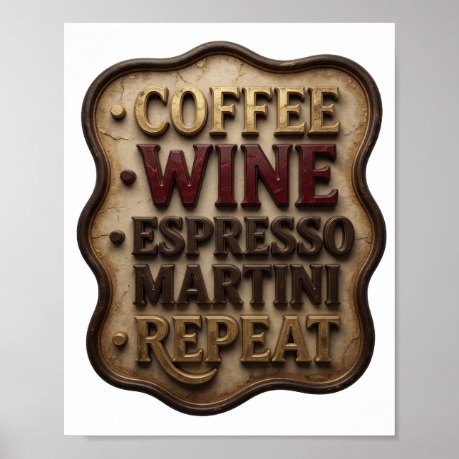 Dynamic Gold COFFEE WINE ESPRESSO MARTINI REPEAT Poster (Front)