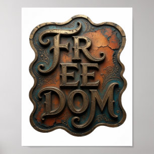 Dynamic Gold FREEDOM Quote Design Poster
