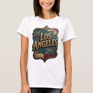 Dynamic Gold LOS ANGELES 3D Text Art T-Shirt