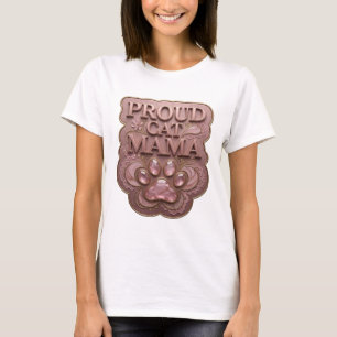 Dynamic Gold PROUD CAT MAMA Text Design T-Shirt