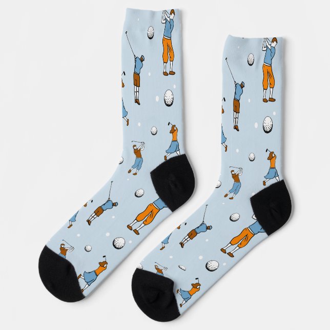Dynamic Golfers and Golf Balls Artwork Socks (Left)