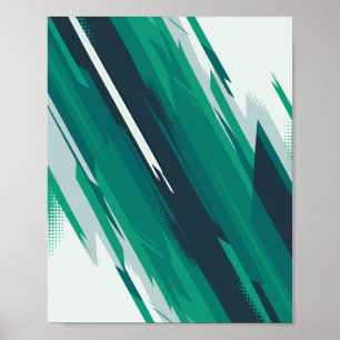Dynamic Green Geometric Abstract Art Poster