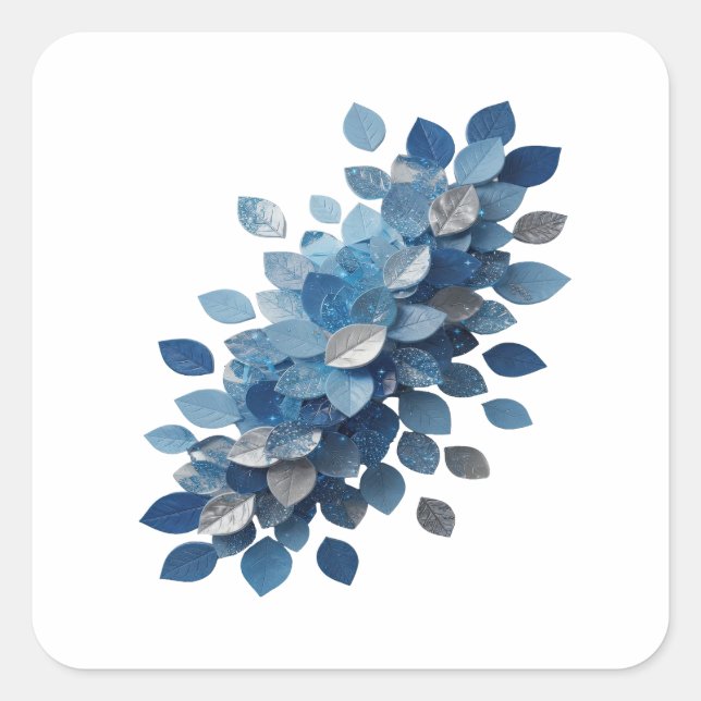Dynamic Grey BLUE LEAVES Craft Sticker (Front)