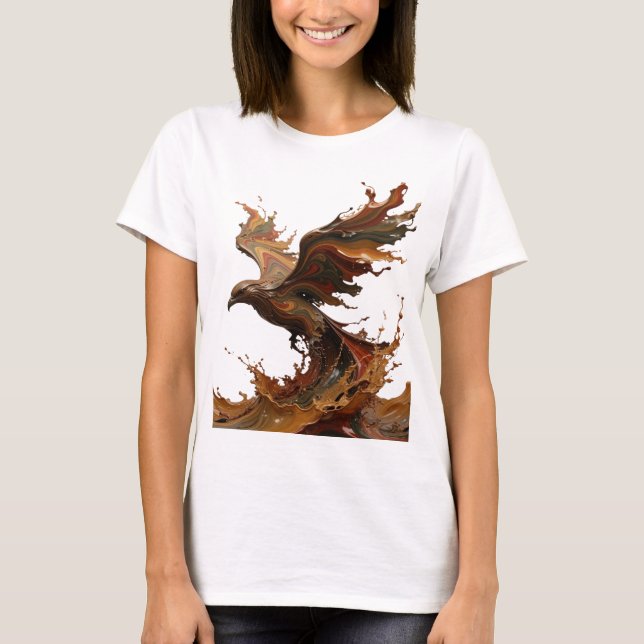 Dynamic Grey COFFEE BIRD 3D Text Art T-Shirt (Front)