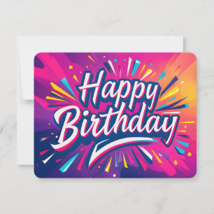 Dynamic Happy Birthday Card Colourful Abstract