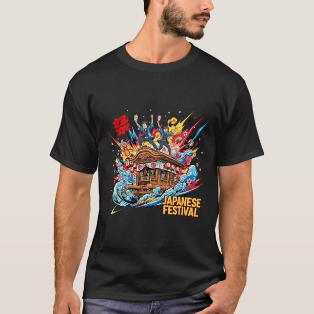Dynamic Japanese Festival Cart Ride - Pop Anime T-Shirt (Front)