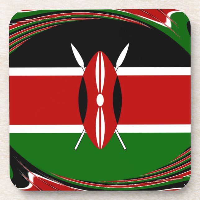  Dynamic Kenyan Flag Vector: An Energetic Design Coaster (Front)