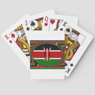 Dynamic Kenyan Flag Vector: An Energetic Design Playing Cards